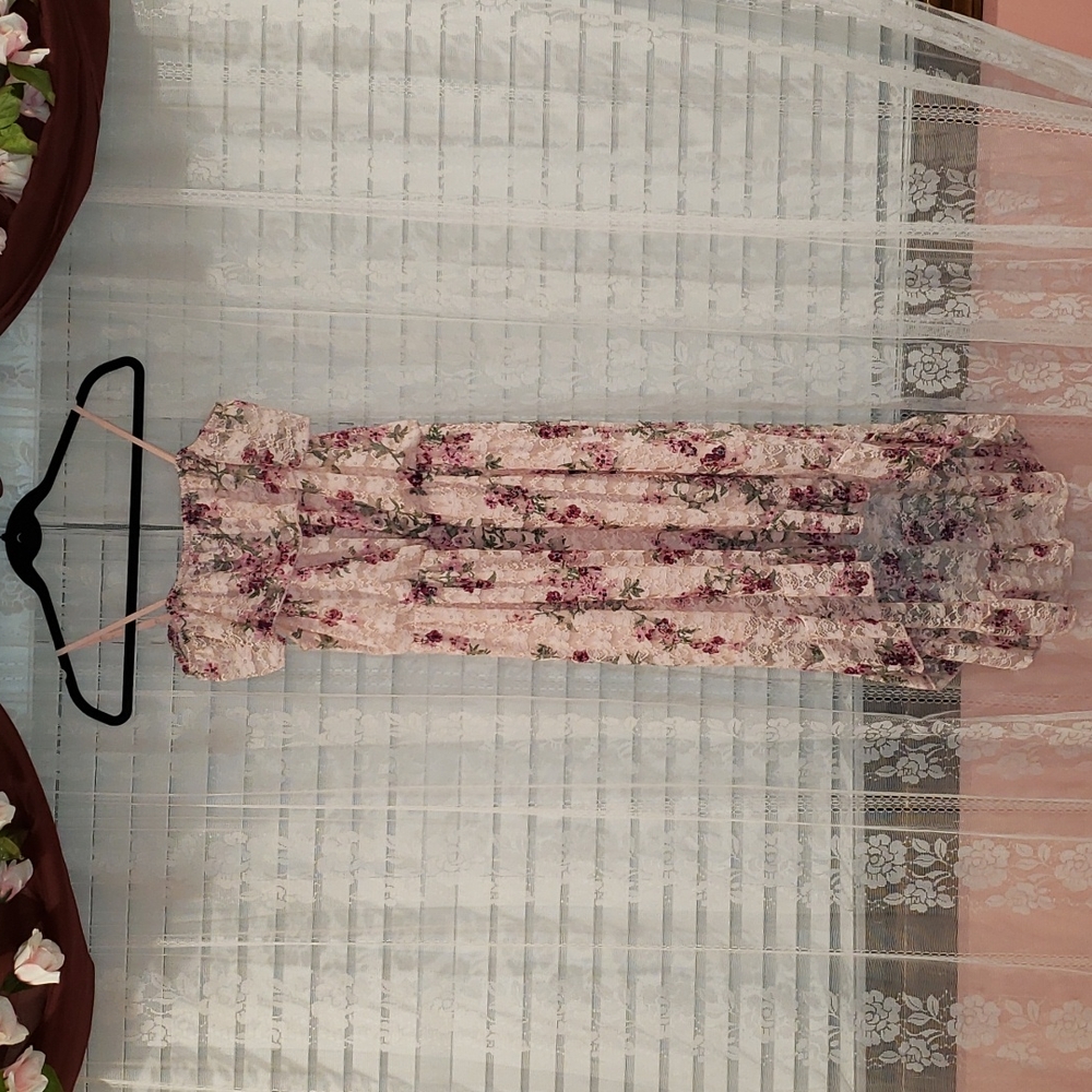 No Boundaries Pink Lace Floral Dress (7/9)